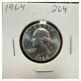 1964 GEM BU WASHINGTON SILVER QUARTER 1964 GEM BU WASHINGTON SILVER QUARTER