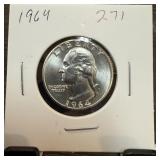 1964 GEM BU WASHINGTON SILVER QUARTER 1964 GEM BU WASHINGTON SILVER QUARTER