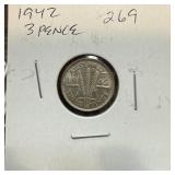 1942 SILVER 3 PENCE 1942 SILVER 3 PENCE