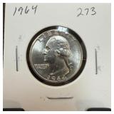 1964 GEM BU WASHINGTON SILVER QUARTER 1964 GEM BU WASHINGTON SILVER QUARTER