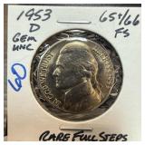 1953-D JEFFERSON NICKEL UNC FULL STEPS 1953-D JEFFERSON NICKEL UNC FULL STEPS