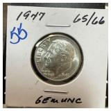 1947 ROOSEVELT SILVER DIME UNC 1947 ROOSEVELT SILVER DIME UNC