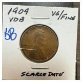 1909 VDB WHEAT PENNY CENT SCARCE DATE 1909 VDB WHEAT PENNY CENT SCARCE DATE
