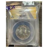 ANACS GRADED MS64 1960-D FRANKLIN SILVER HALF DOLL ANACS GRADED MS64 1960-D FRANKLIN SILVER HALF DOLL