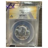 ANACS GRADED SP66 1965 SMS JFK SILVER HALF DOLLAR ANACS GRADED SP66 1965 SMS JFK SILVER HALF DOLLAR