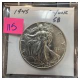 1945 WALKING LIBERTY SILVER HALF DOLLAR BETTER 1945 WALKING LIBERTY SILVER HALF DOLLAR BETTER