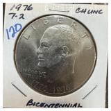 1976 TYPE 2 IKE DOLLAR UNC BICENTENNIAL 1976 TYPE 2 IKE DOLLAR UNC BICENTENNIAL