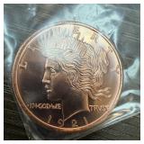 1921 COPPER BULLION PEACE DOLLAR COIN 1921 COPPER BULLION PEACE DOLLAR COIN