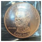 1 OZ COPPER BULLION ROUND RAND PAUL 1 OZ COPPER BULLION ROUND RAND PAUL