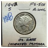 1942-S MERCURY SILVER DIME INVERTED MM BETTER 1942-S MERCURY SILVER DIME INVERTED MM BETTER