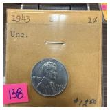 1943-S UNC STEEL WHEAT PENNY CENT 1943-S UNC STEEL WHEAT PENNY CENT