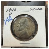 1942-P JEFFERSON SILVER WAR NICKEL 1942-P JEFFERSON SILVER WAR NICKEL