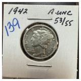 1942 MERCURY SIVLER DIME BETTER GRADE 1942 MERCURY SIVLER DIME BETTER GRADE