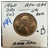 1960-D/D MEMORIAL PENNY CENT RPM-034 1960-D/D MEMORIAL PENNY CENT RPM-034