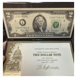 2003 $2 UNC CURRENCY NOTE IN FOLIO 2003 $2 UNC CURRENCY NOTE IN FOLIO