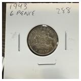 1943 SILVER 6 PENCE 1943 SILVER 6 PENCE