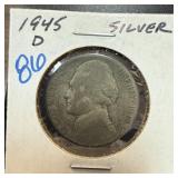 1945-D JEFFERSON SILVER WAR NICKEL 1945-D JEFFERSON SILVER WAR NICKEL
