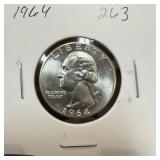 1964 GEM BU WASHINGTON SILVER QUARTER 1964 GEM BU WASHINGTON SILVER QUARTER