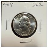 1964 GEM BU WASHINGTON SILVER QUARTER 1964 GEM BU WASHINGTON SILVER QUARTER