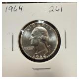 1964 GEM BU WASHINGTON SILVER QUARTER 1964 GEM BU WASHINGTON SILVER QUARTER