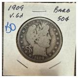 1909 BARBER SILVER HALF DOLLAR 1909 BARBER SILVER HALF DOLLAR