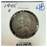 1945-S JEFFERSON SILVER WAR NICKEL 1945-S JEFFERSON SILVER WAR NICKEL