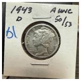 1943-D MERCURY SILVER DIME BETTER 1943-D MERCURY SILVER DIME BETTER