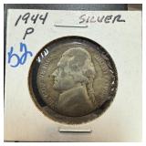 1944-P JEFFERSON SILVER WAR NICKEL 1944-P JEFFERSON SILVER WAR NICKEL