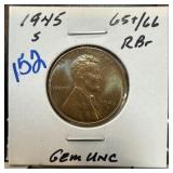 1945-S WHEAT PENNY CENT BETTER GRADE TONED 1945-S WHEAT PENNY CENT BETTER GRADE TONED
