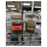 2 JARS OF HAIR  IN VTG BOTTLES / ODDITIES