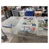 3 BINS OF MIXED VINTAGE BOTTLES / JARS