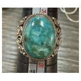 STERLING SILVER TURQUOISE CABACHON RING