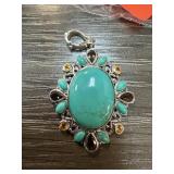 STERLING SILVER PENDANT CITRINE TURQUOISE PENDANT