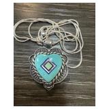 STERLING SILVER INLAY TURQUOISE PEARL PENDANT