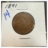1891 INDIAN HEAD PENNY CENT