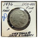 1936-S BUFFALO NICKEL DDO-001 RARE