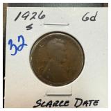 1926-S WHEAT PENNY CENT SCARCE DATE