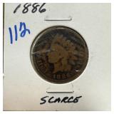 1886 INDIAN HEAD PENNY CENT SCARCE