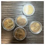 QTY 5 GOLD PLATED STATE QUARTERS