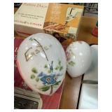 2PC ANTIQUE VICTORIAN BLOWN GLASS EASTER EGGS