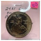 24K GOLD PLATED BABE RUTH COIN / MEDAL