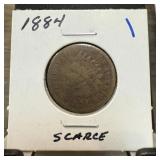 1884 INDIAN HEAD PENNY CENT SCARCE DATE