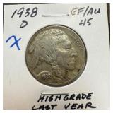 1938-D BUFFALO NICKEL HIGH GRADE / LAST YEAR