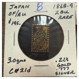 1868-9 JAPAN 2 BU COIN PART GOLD / SILVER