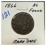 1866 INDIAN HEAD PENNY CENT RARE DATE