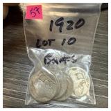 1920 LOT OF 10 BUFFALO NICKELS