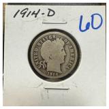 1914-D BARBER SILVER DIME
