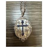 STERLING SILVER SAPPHIRE M.O.P REV. PENDANT