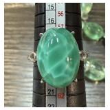 GREEN LARIMAR STERLING SILVER RING