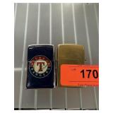 VINTAGE BRASS ZIPPO LIGHTER & TX RANGERS LIGHTER